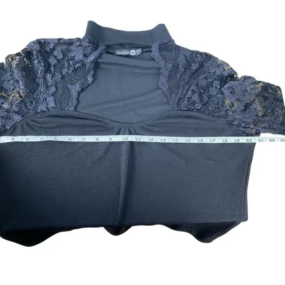 Boohoo Womans Plus Size Black Bodysuit with Lace Sleeves US 16 – (21) - Picture 4 of 9